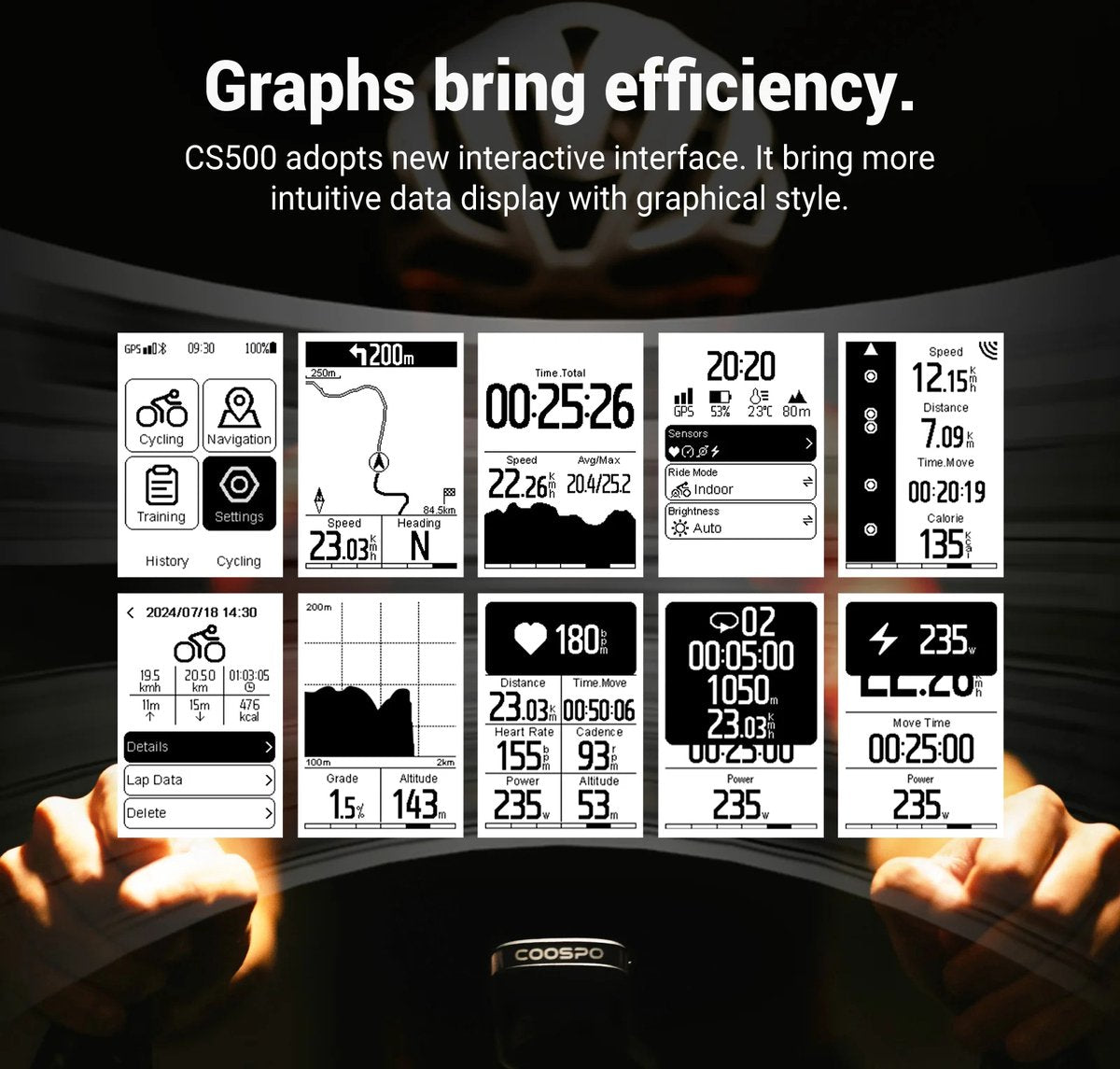 CS500 Fietscomputer met GPS & Kaartweergave & Snelheidsmeter