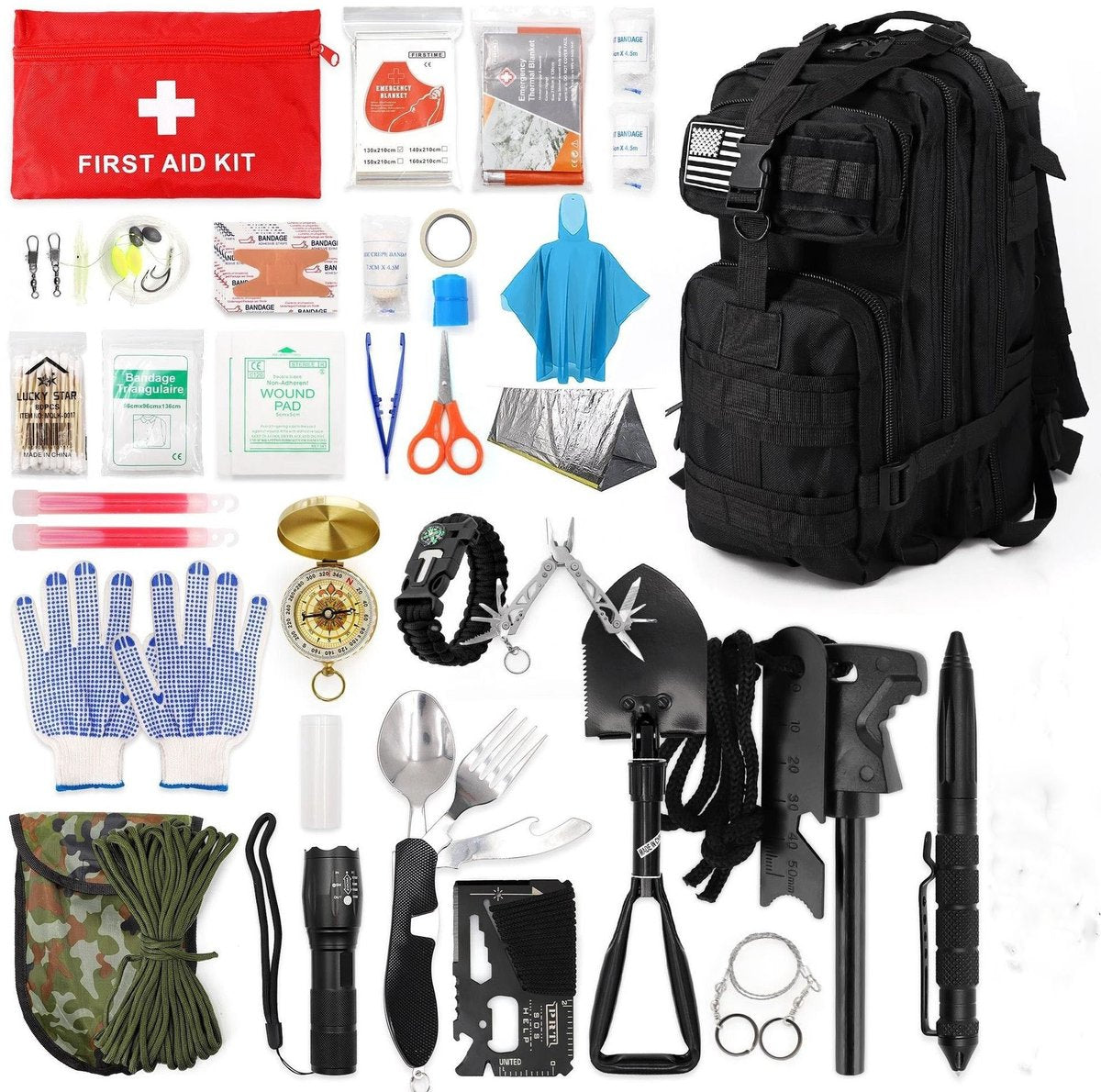 Survival Kit met Tactische Rugzak – EHBO Set & Survival Tools