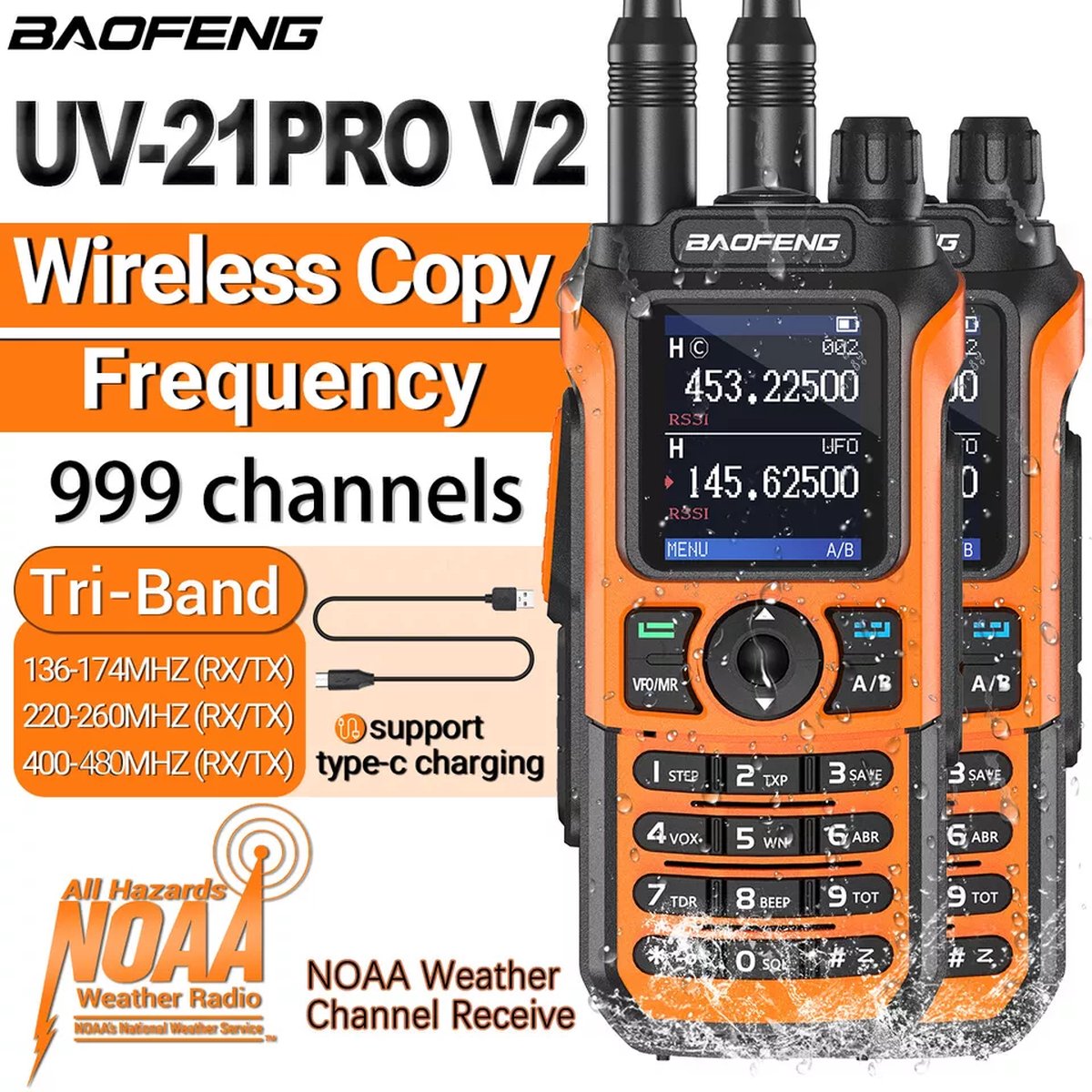 Baofeng - UV21 PRO V2 - High Power Dual Band Walkie Talkie (2 stuks)