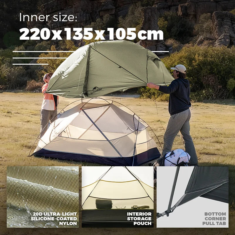 Ultralichte dubbellaagse waterdichte trekkingtent voor outdoor kamperen