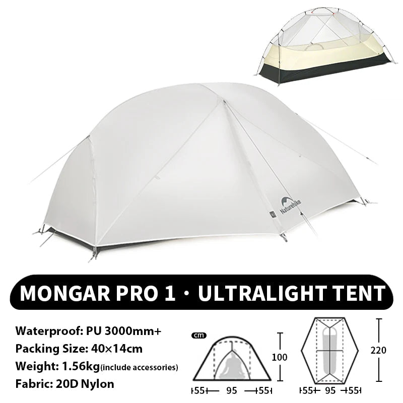 Ultralichte tent voor 1–3 Personen