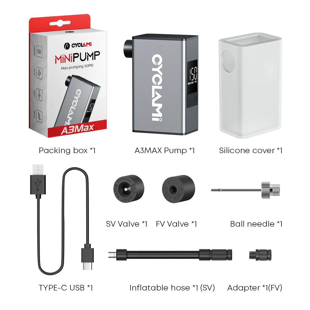 A3 MAX 150 PSI Elektrische Fietspomp