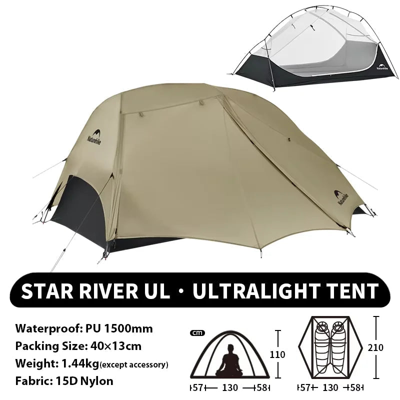 Ultralichte 2-persoons backpacking tent met slaap- en leefruimte