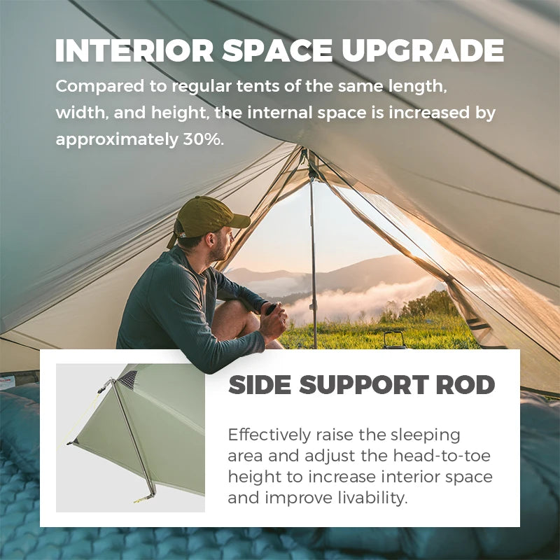 Ultralichte dubbellaagse waterdichte trekkingtent voor twee personen.