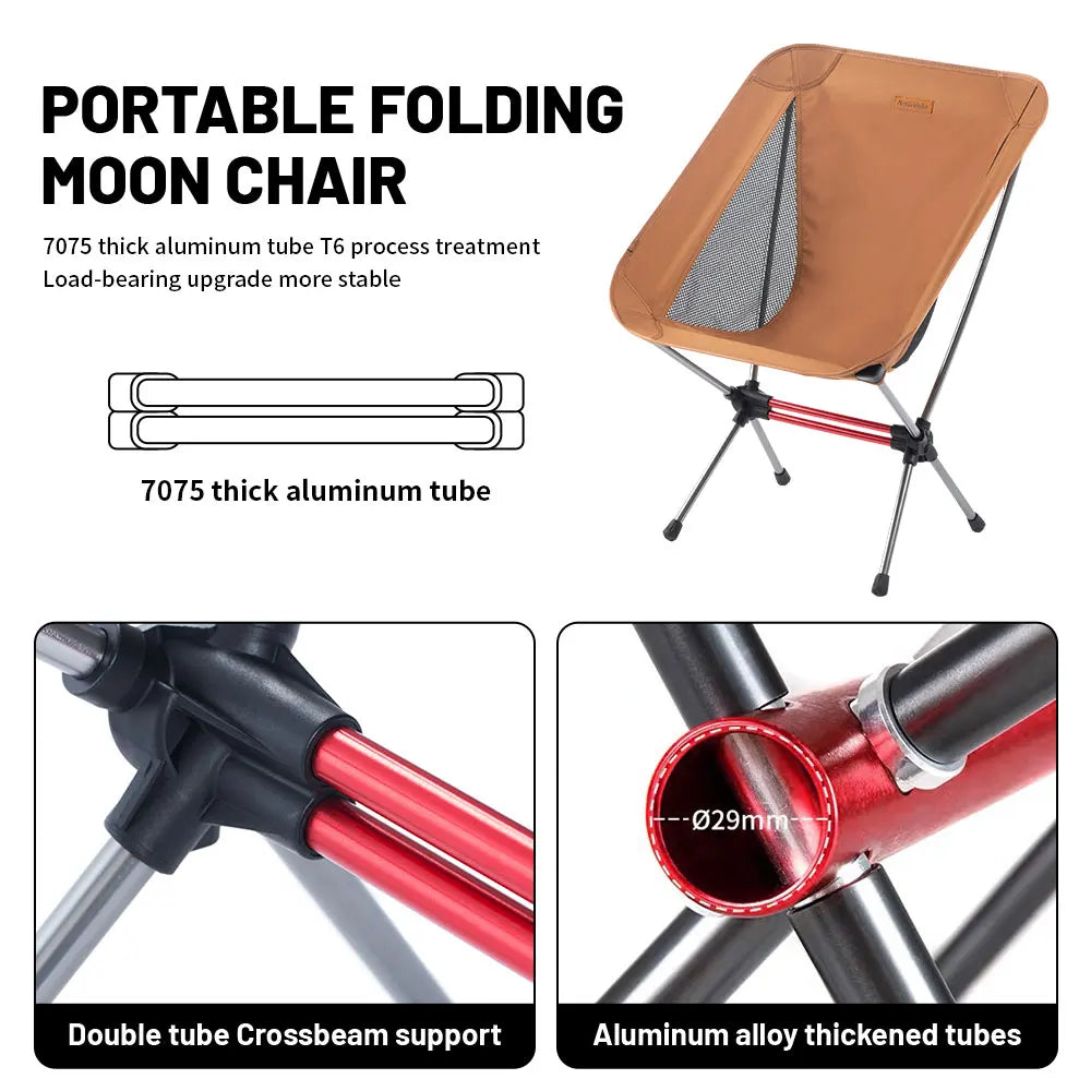 Opvouwbare outdoor moon chair met 7075 aluminium frame en zitting van Oxford-stof