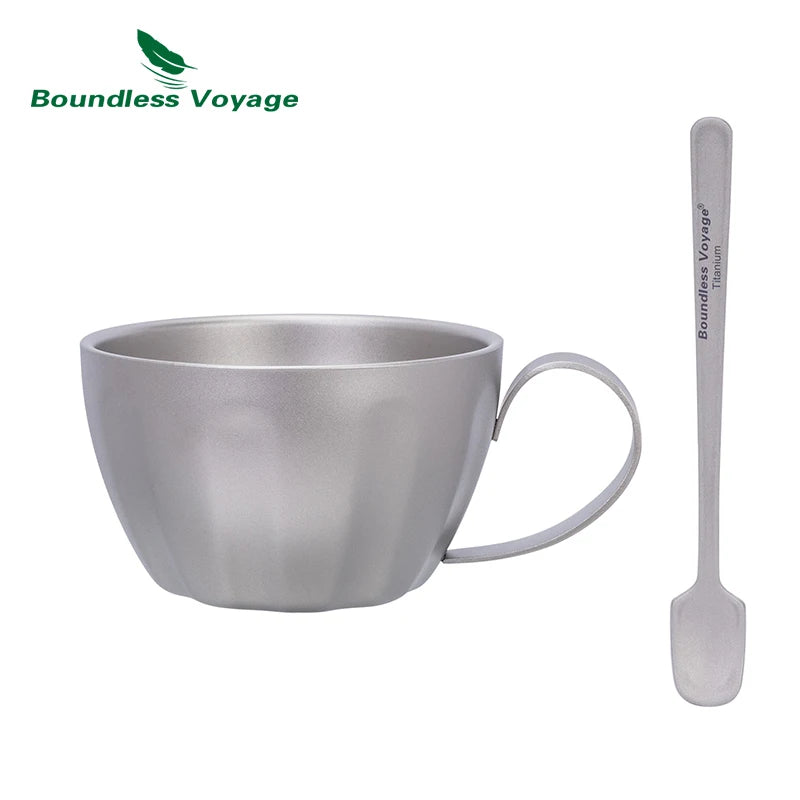 Titanium Dubbelwandige Koffiekop Met Lepel