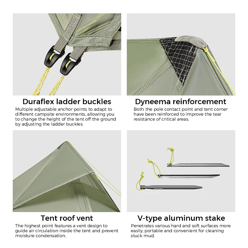 Ultralichte dubbellaagse waterdichte trekkingtent voor twee personen.