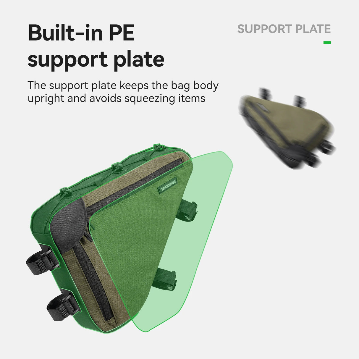 1,5L regenbestendige driehoekige fiets opbergtas, gemonteerd op het fietsframe