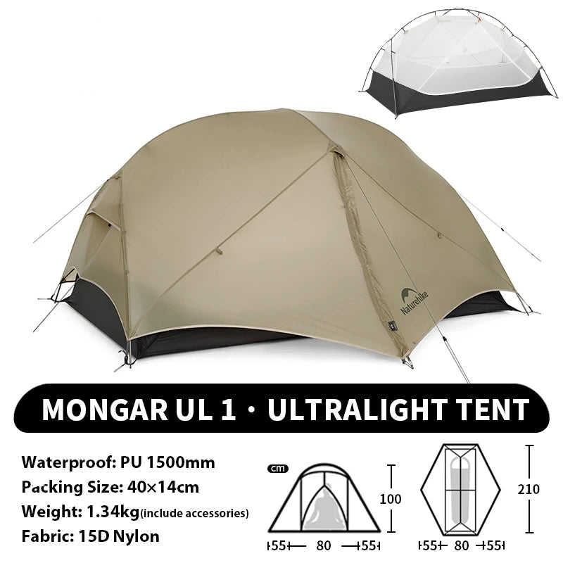 Ultralichte tent voor 1–3 Personen