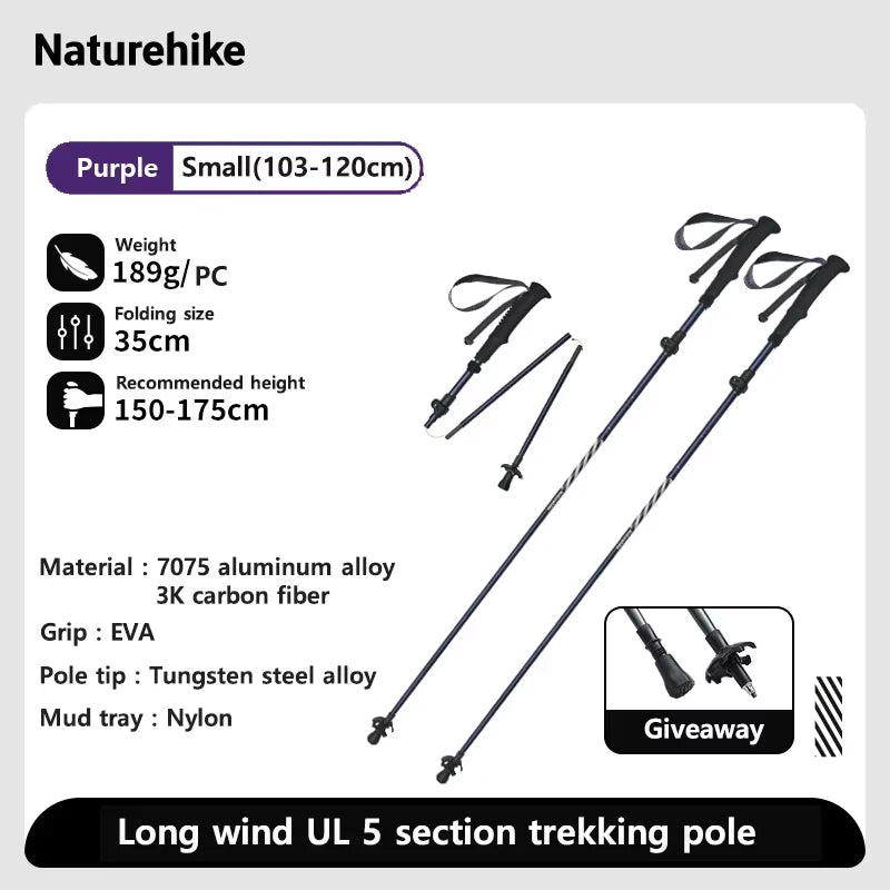 Outdoor carbonfiber klim- en wandelstokken met EVA-handgreep en wolfraampunt