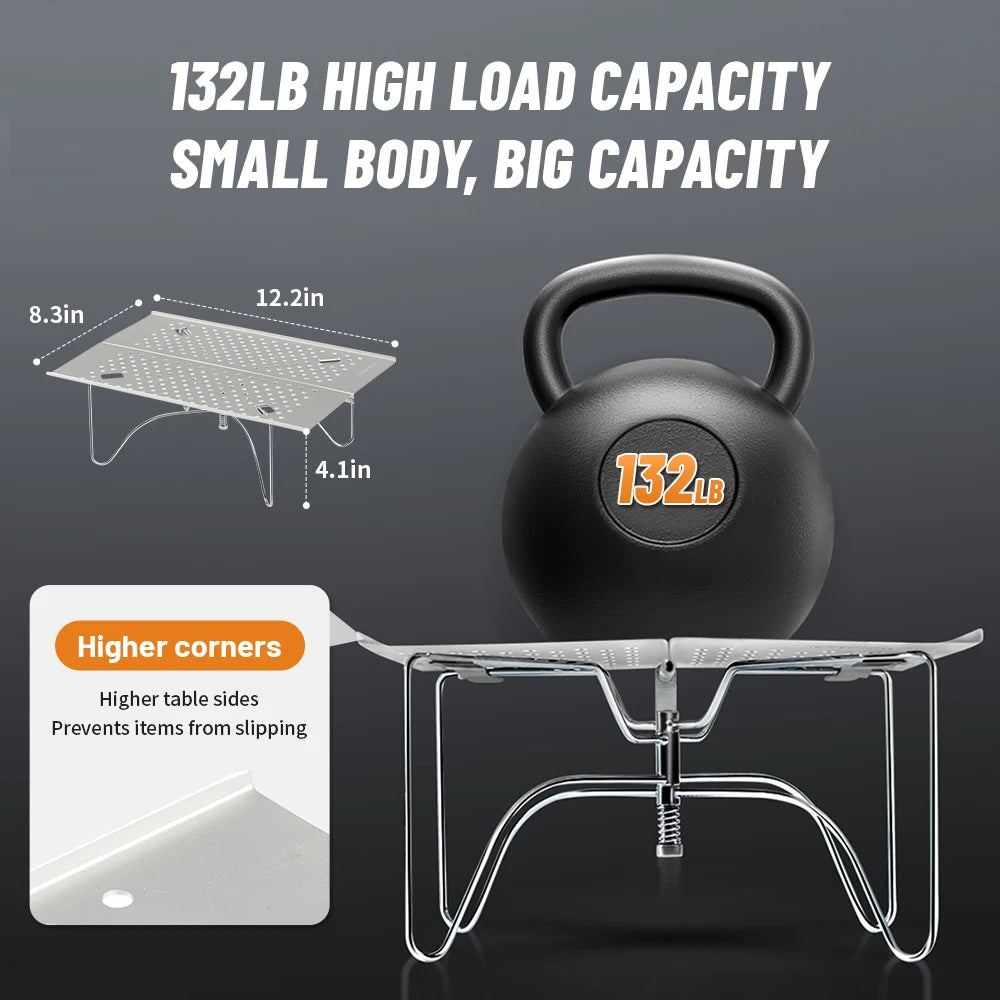 Kleine draagbare opvouwbare camping-, picknick- en wandeltafel van aluminiumlegering