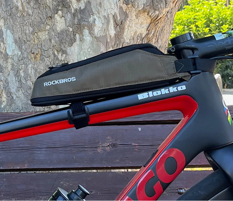 Draagbare regenbestendige fietsframetas voor de bovenbuis, gemonteerd op de fiets