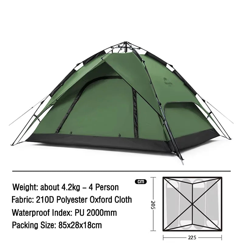 Automatische draagbare vis- en kampeertent voor 3 of 4 personen