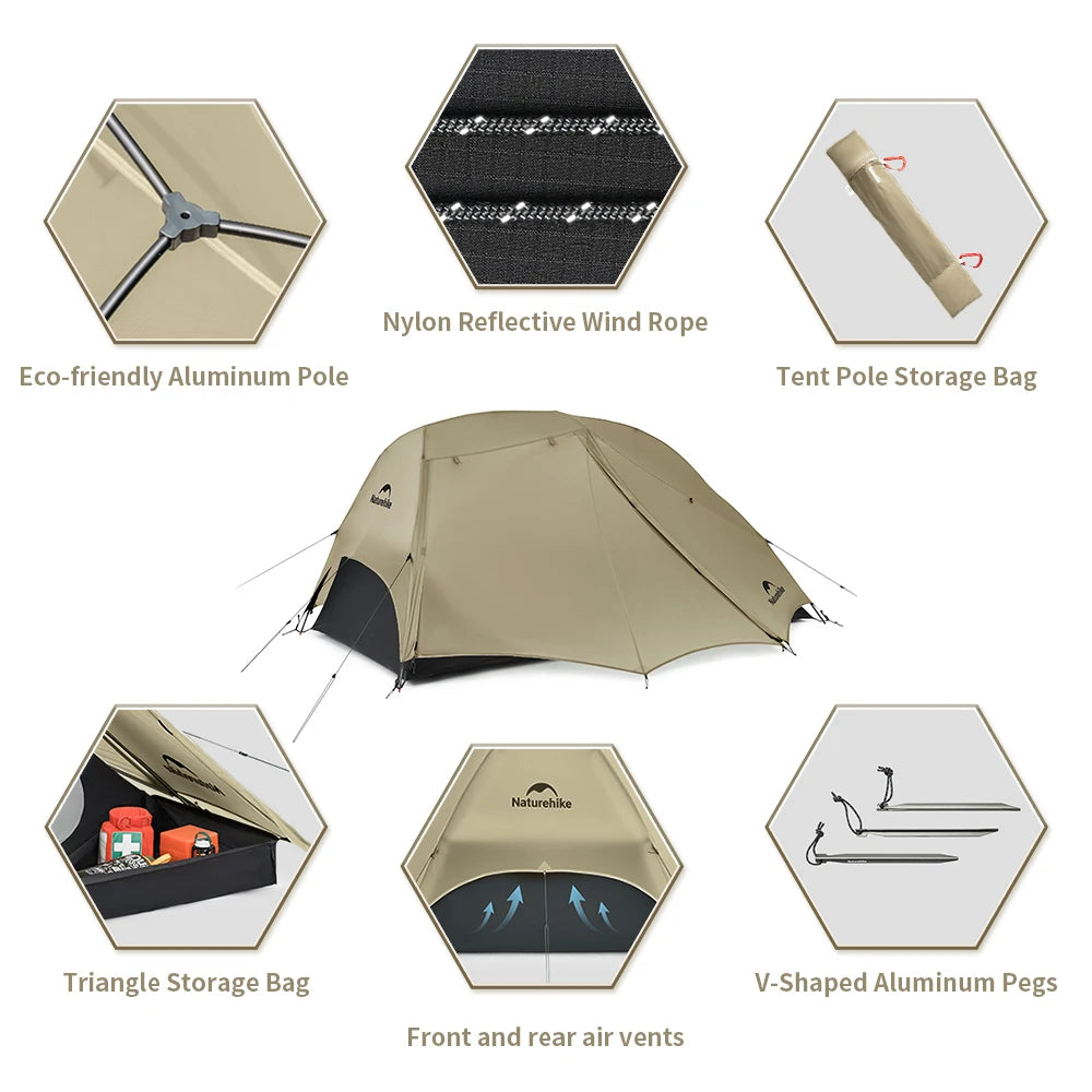Ultralichte 2-persoons backpacking tent met slaap- en leefruimte