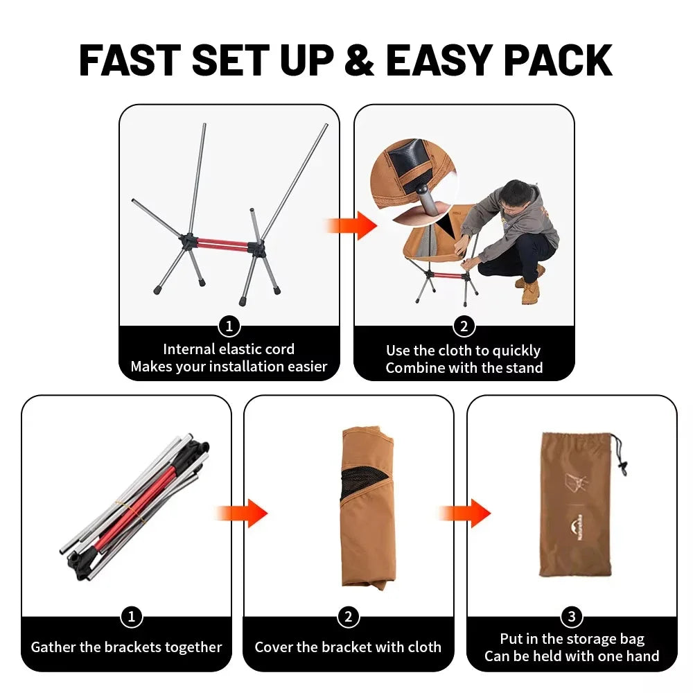 Draagbare ultralichte opvouwbare campingstoel met 7075 aluminium frame