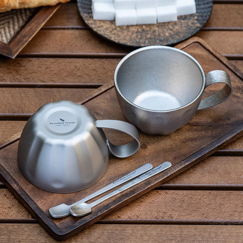 Titanium Dubbelwandige Koffiekop Met Lepel