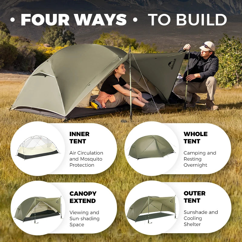 Ultralichte dubbellaagse waterdichte trekkingtent voor outdoor kamperen