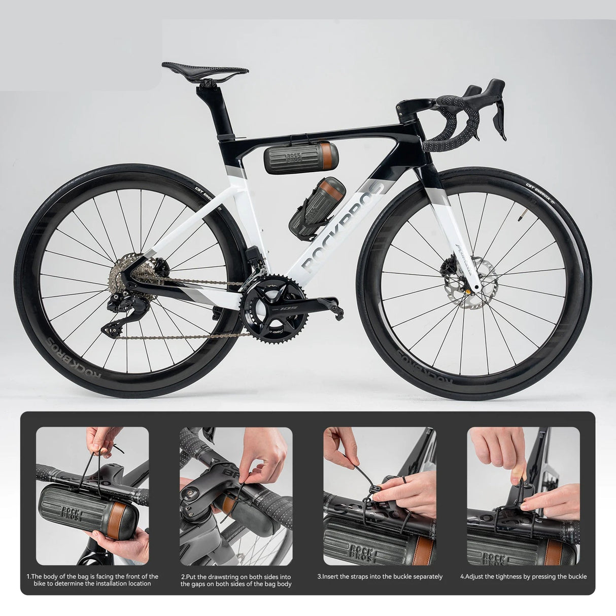 Duurzame draagbare fiets opbergbox met klep, gemonteerd op het fietsframe