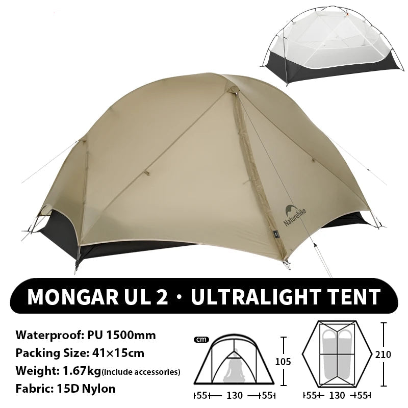 Ultralichte dubbellaagse waterdichte trekkingtent voor outdoor kamperen