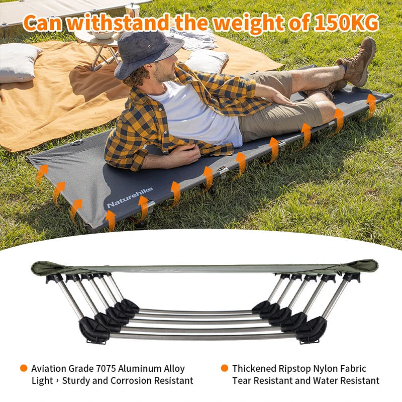 Ultralichte draagbare opvouwbare kampeerbed met aluminiumlegering frame