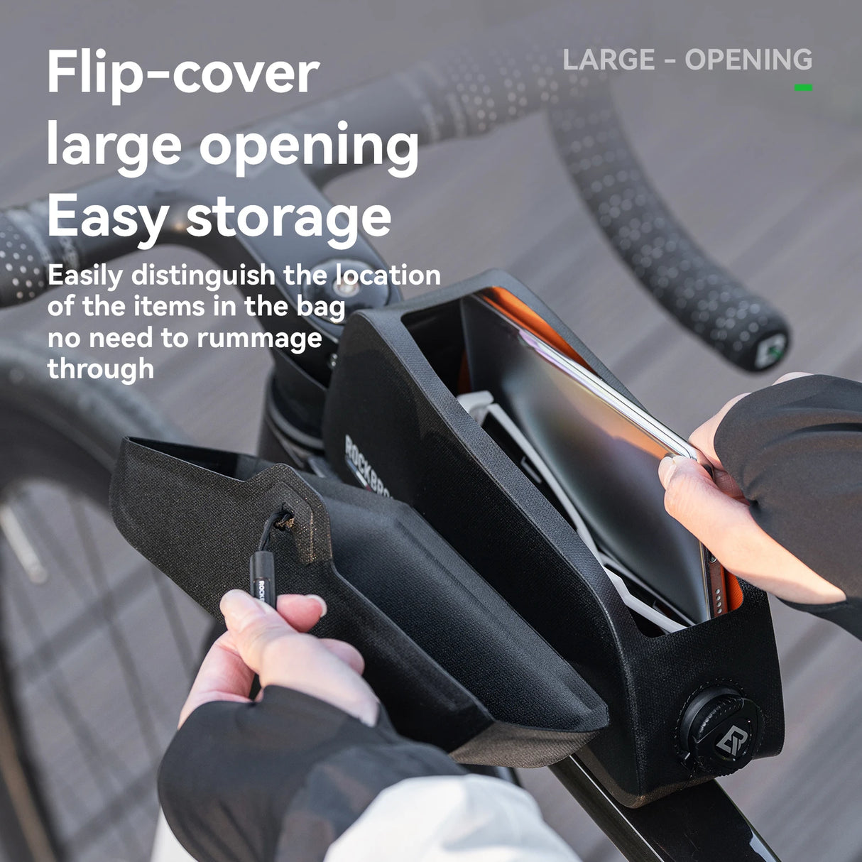 Waterdichte fietsbuizentas gemonteerd op fietsframe