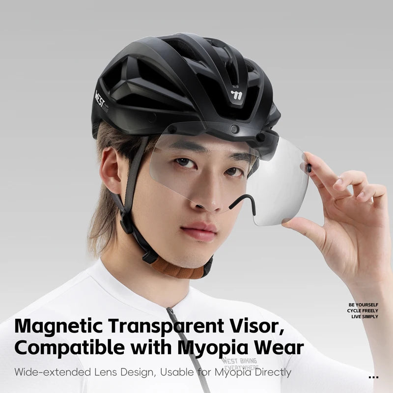 Fietshelm met Magnetische Bril
