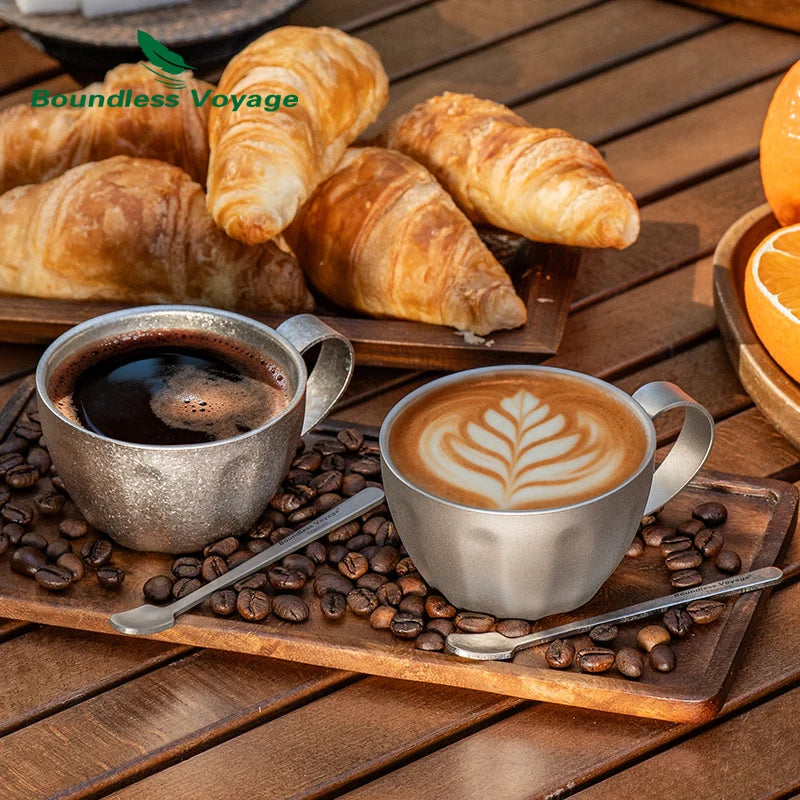 Titanium Dubbelwandige Koffiekop Met Lepel