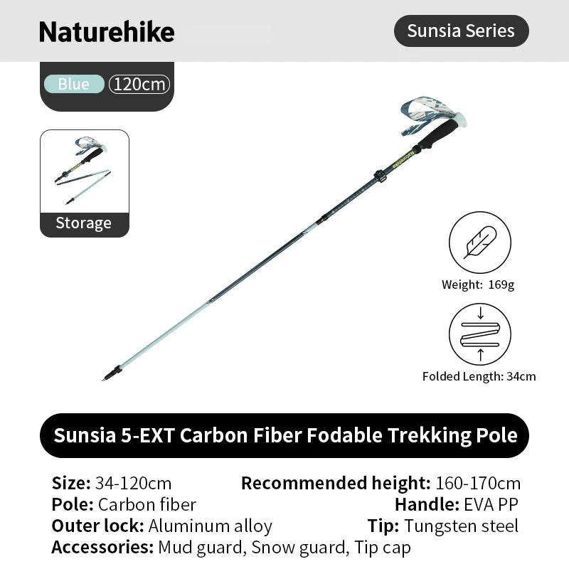 Opvouwbare ultralichte wandelstok van carbonfiber met hoge sterkte en EVA-handgreep