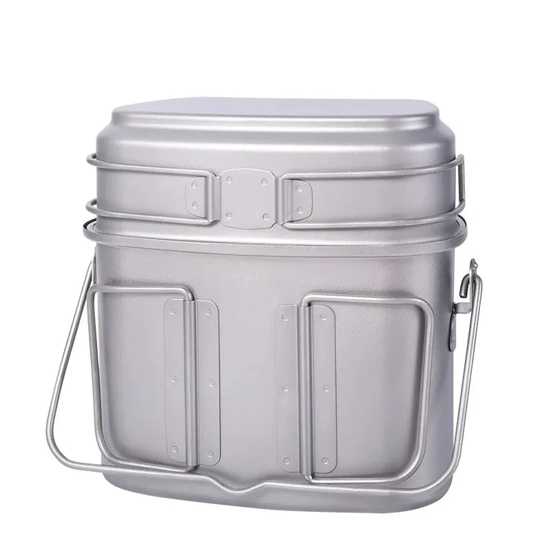 Titanium Hangpot en Beker Kookset met Deksel - 1500ml + 600ml