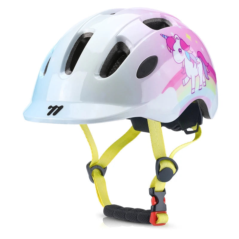 Lichtroze kinderhelm met eenhoorn
