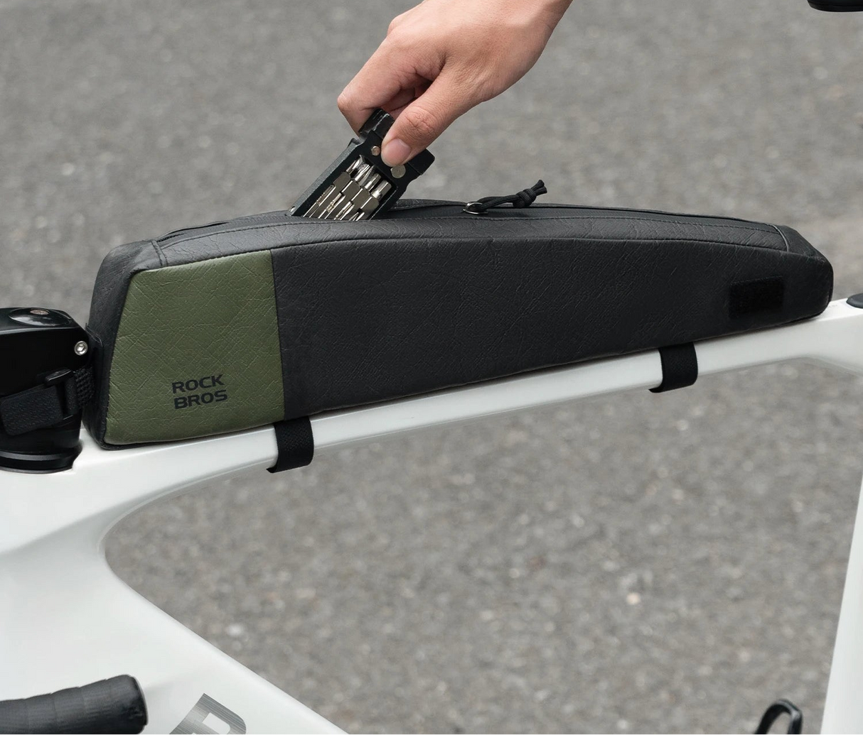 Tyvek bovenbuis fietstas met grote capaciteit, gemonteerd op het fietsframe