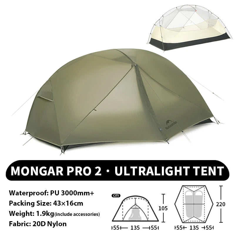 Ultralichte tent voor 1–3 Personen