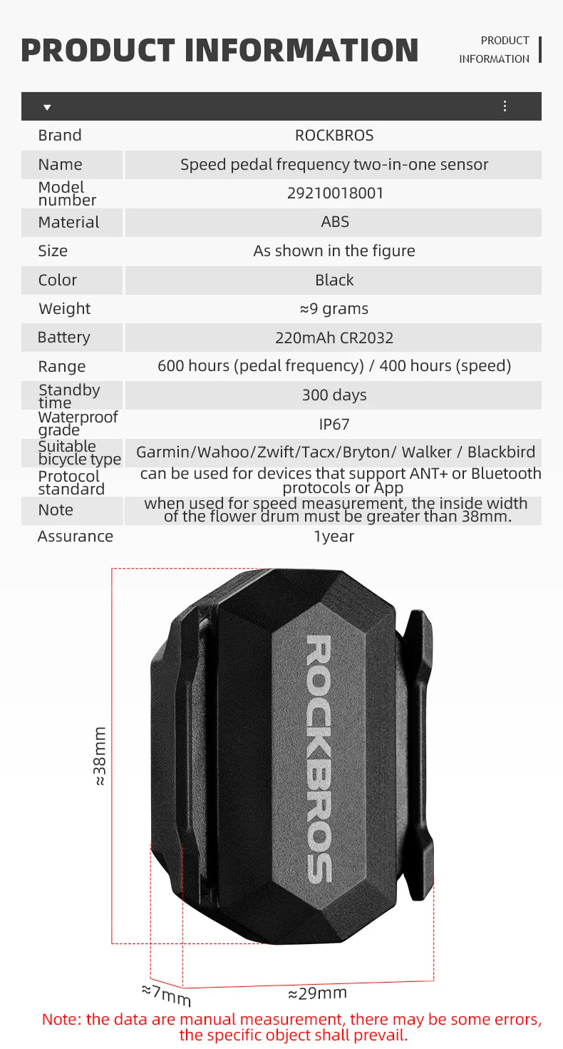Bluetooth Snelheids- & Cadanssensor