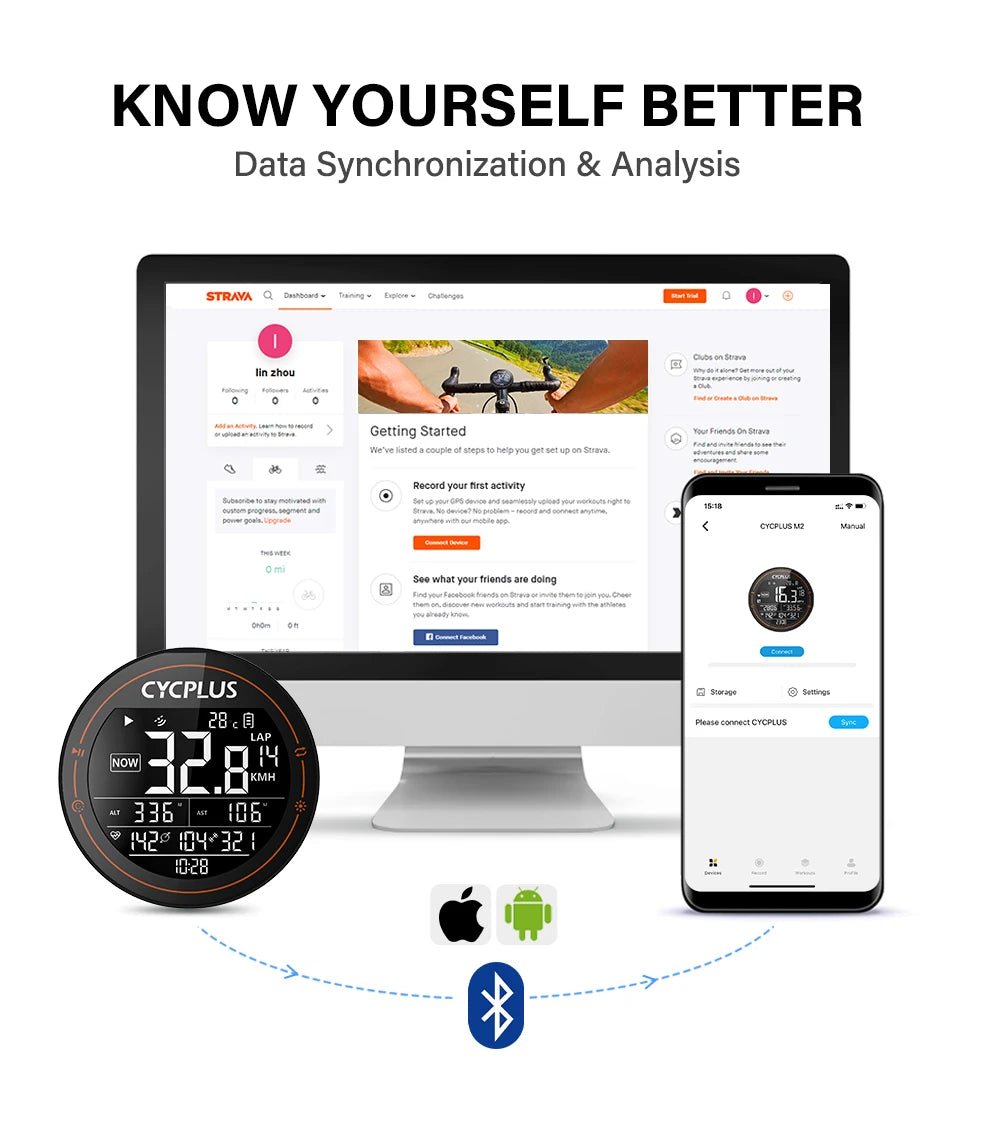 M2 Fietscomputer met GPS & Snelheidsmeter