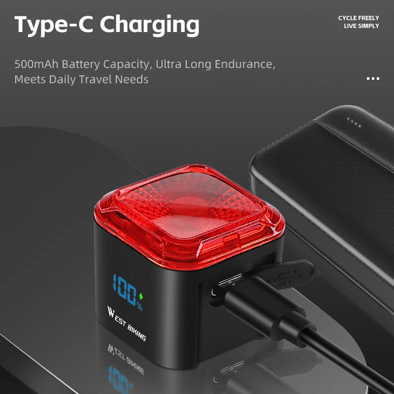 Slim Fietsachterlicht – Remsensor en Batterij-indicator