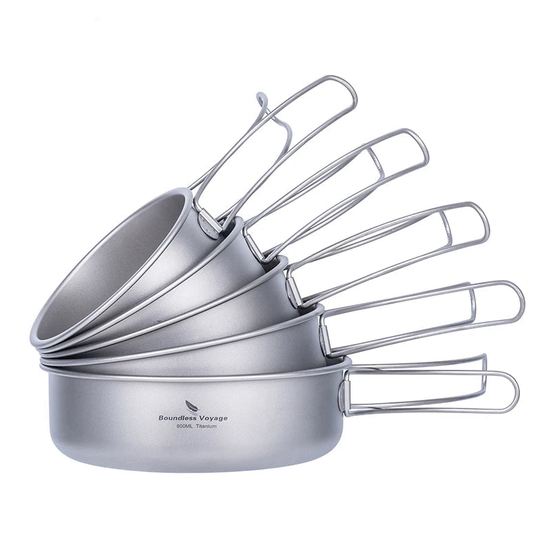 Titanium Kommen- en Bordenset met Opvouwbaar Handvat - 5-delig