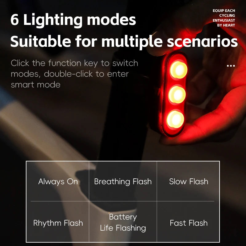 Slim Fietsachterlicht - Optionele Remsensor, Auto Start/Stop