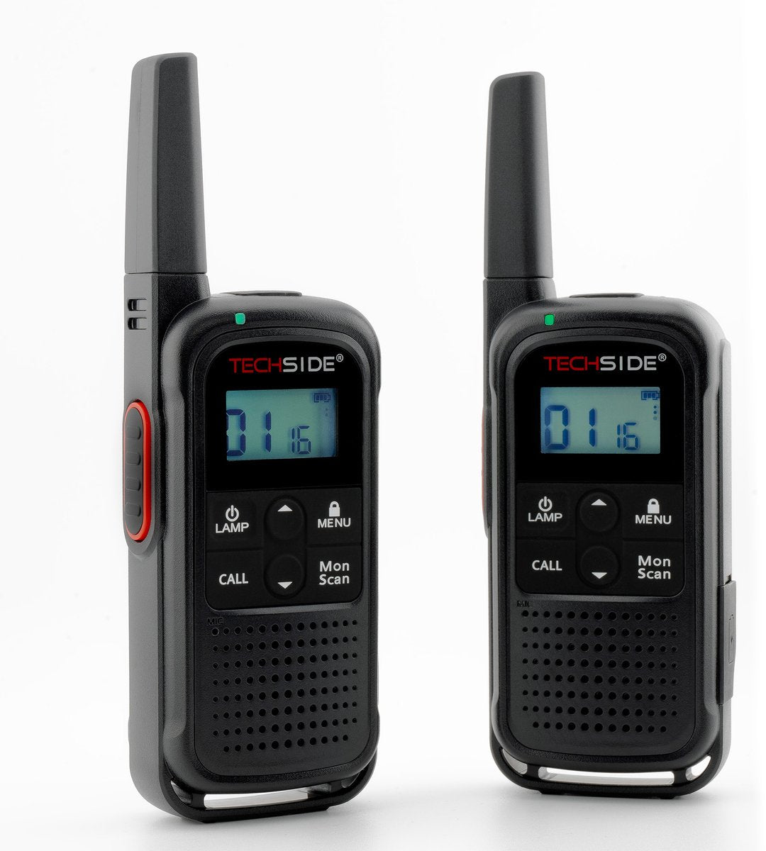 echSide TS-T3 Go walkietalkie set van 2 stuks met riemclips en USB-C oplaadkabel