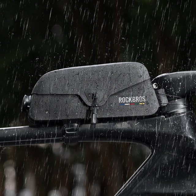 Waterdichte fietsframetas met zuignap voor de voorbuis, gemonteerd op de fiets