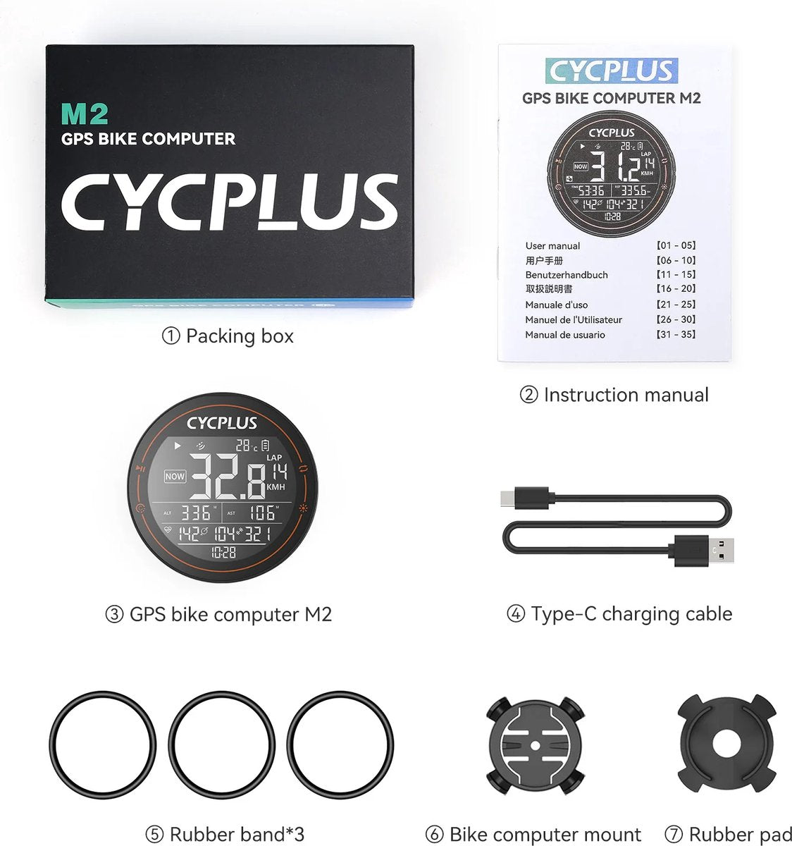 M2 Fietscomputer met GPS & Snelheidsmeter