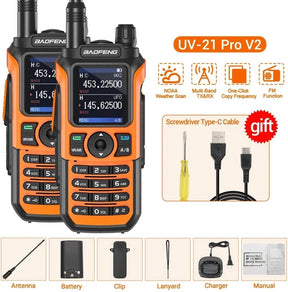 Baofeng - UV21 PRO V2 - High Power Dual Band Walkie Talkie (2 stuks) - Pack Away