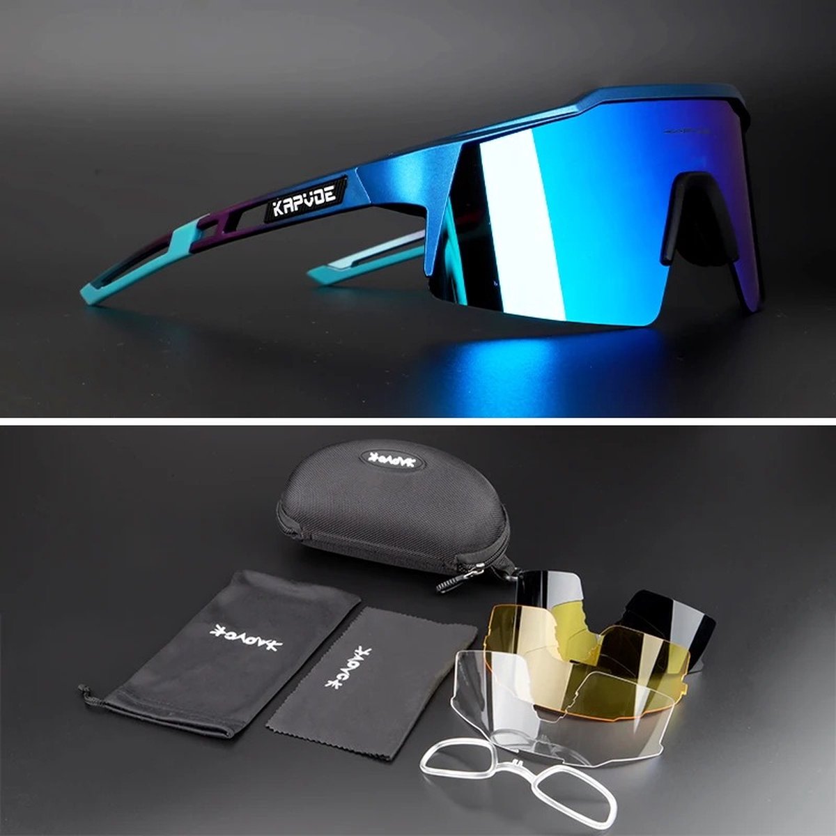 Fietsbril - Sportbril - Gepolariseerd - UV400 - 4 Verwisselbare Lenzen