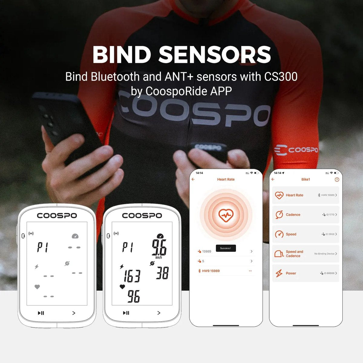 CS300 Fietscomputer met GPS & Snelheidsmeter