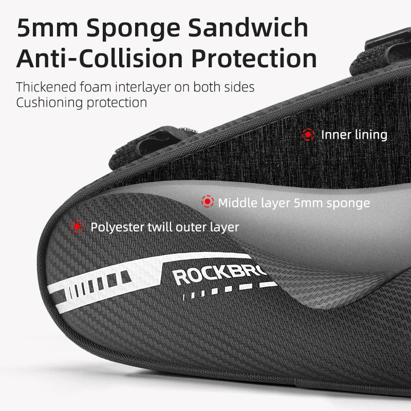 1,2L reflecterende driehoekige fietsframetas met zijvakken