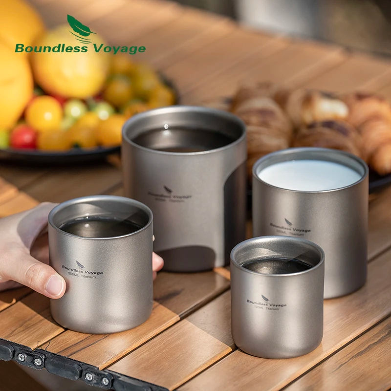 Titanium Dubbelwandige Stapelbare Mok