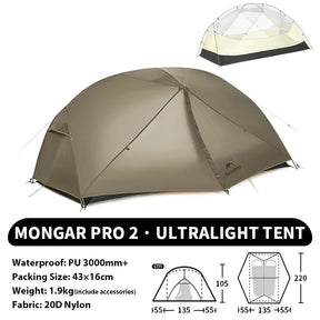 Ultralichte dubbellaagse waterdichte trekkingtent voor outdoor kamperen