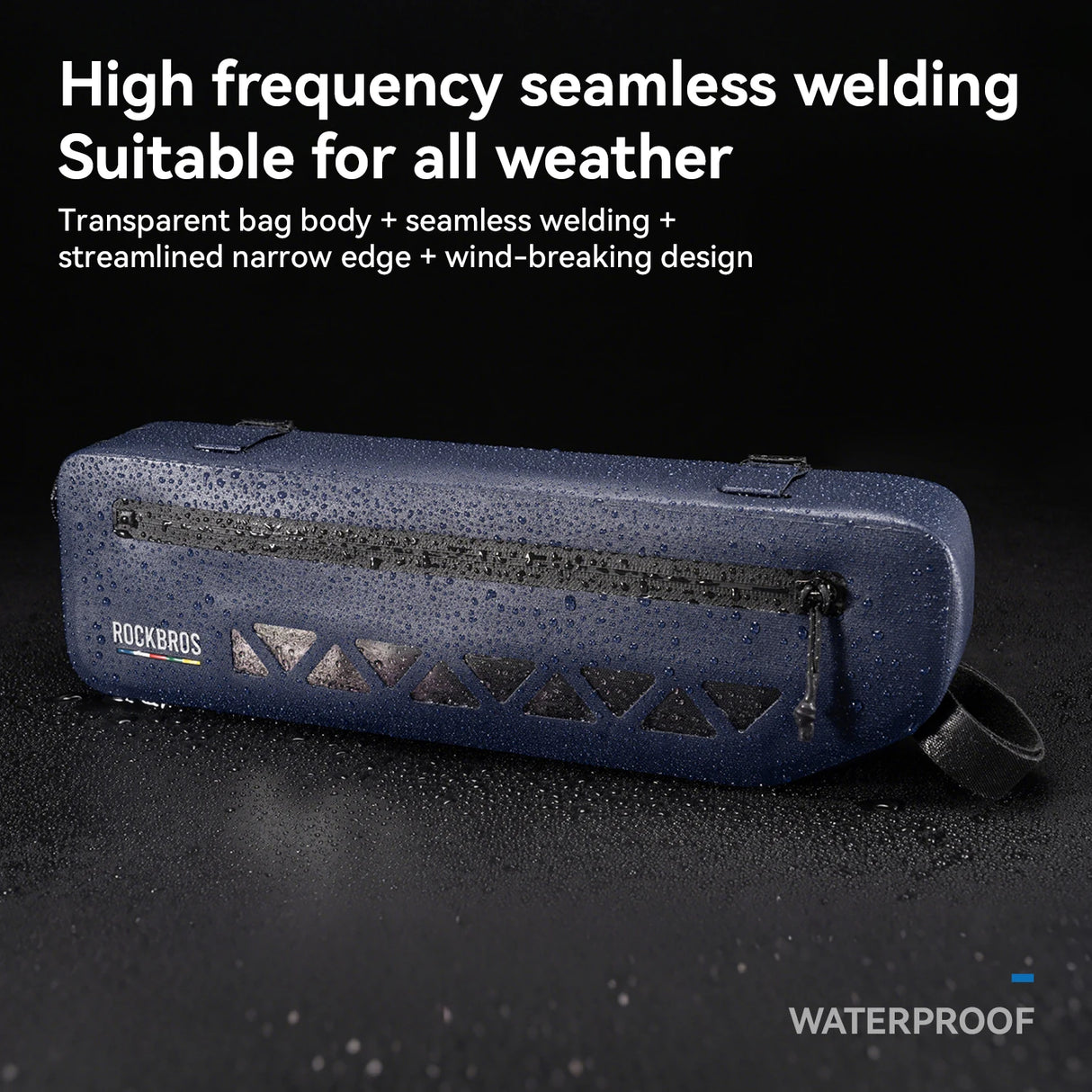 Regenbestendige fietsframetas met grote capaciteit voor de voorste buis, gemonteerd op de fiets