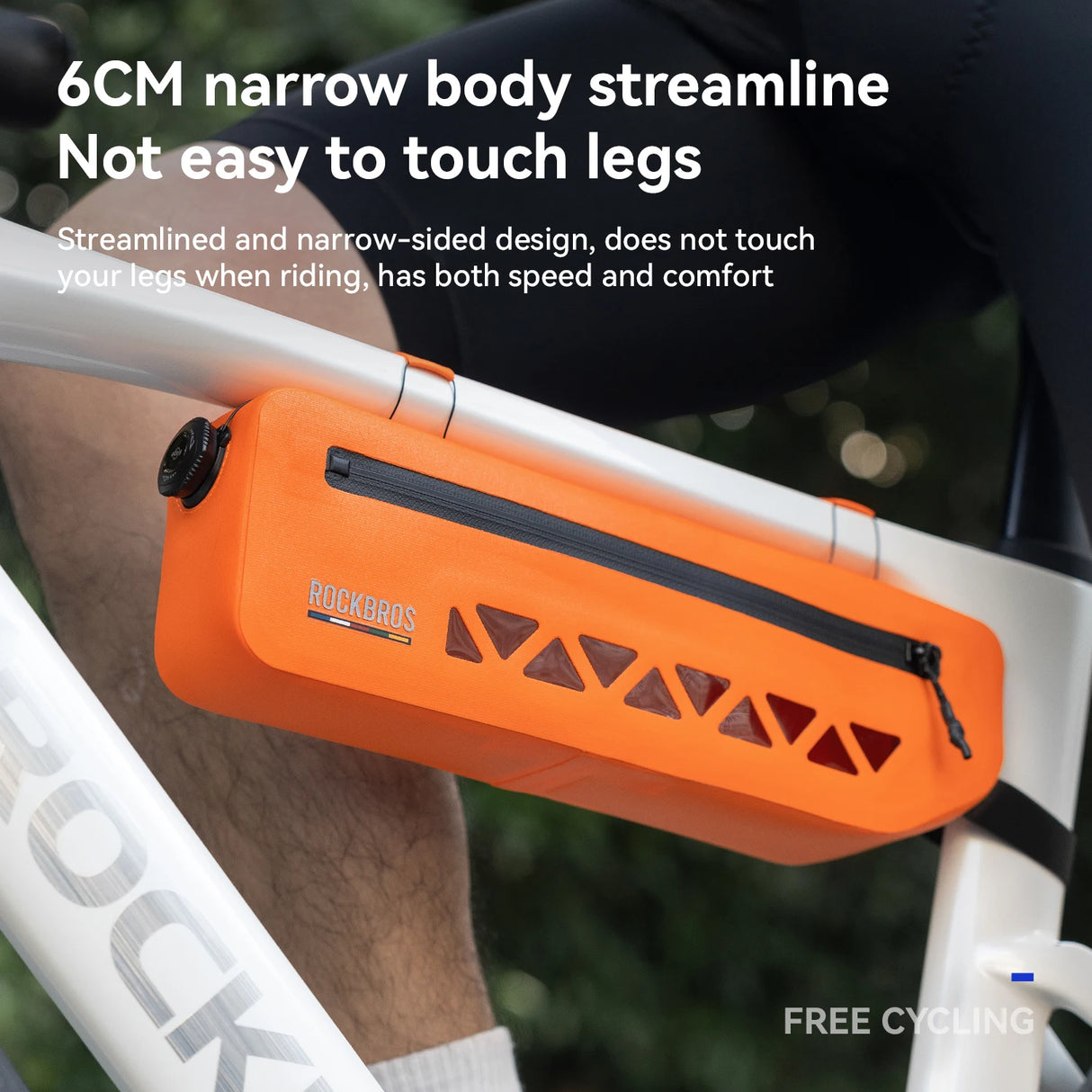 Regenbestendige fietsframetas met grote capaciteit voor de voorste buis, gemonteerd op de fiets