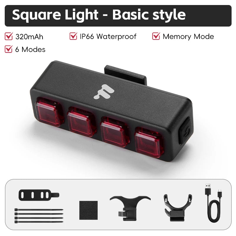 Slim Fietsachterlicht - Optionele Remsensor, Auto Start/Stop