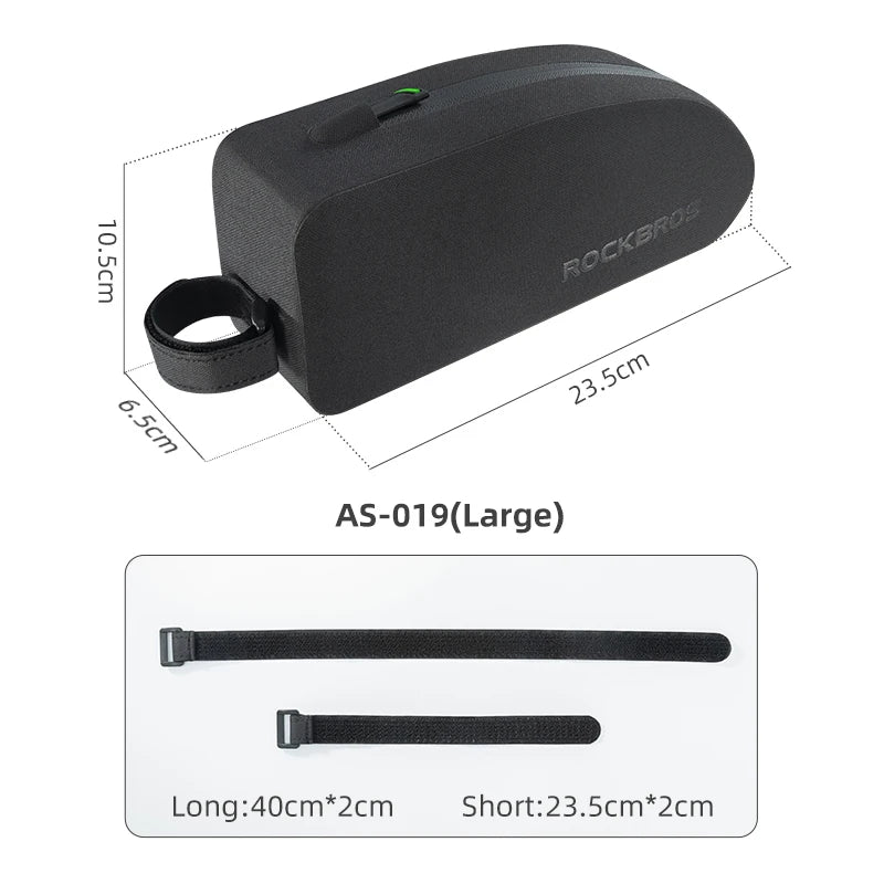 Waterdichte fietsframetas voor de bovenste voorbuis met klep in zwart